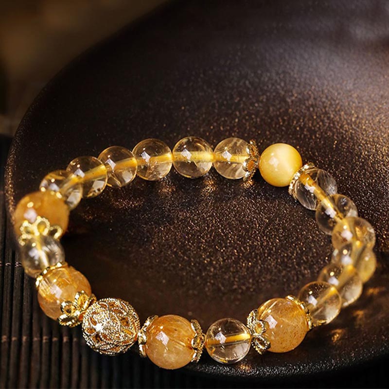 Bracelet de prospérité en citrine naturelle de 8 mm pour la protection