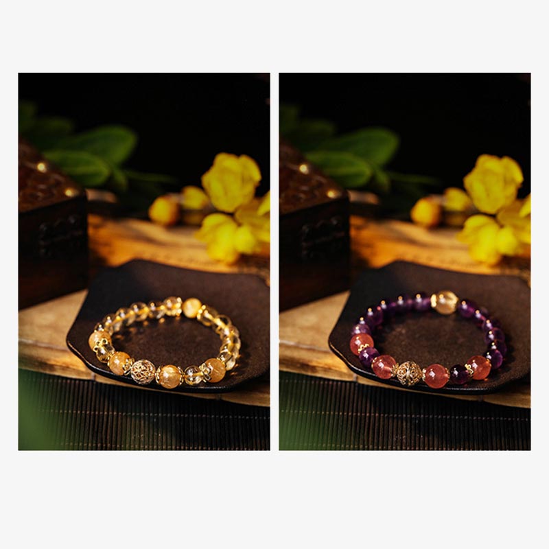 Bracelet de prospérité en citrine naturelle de 8 mm pour la protection