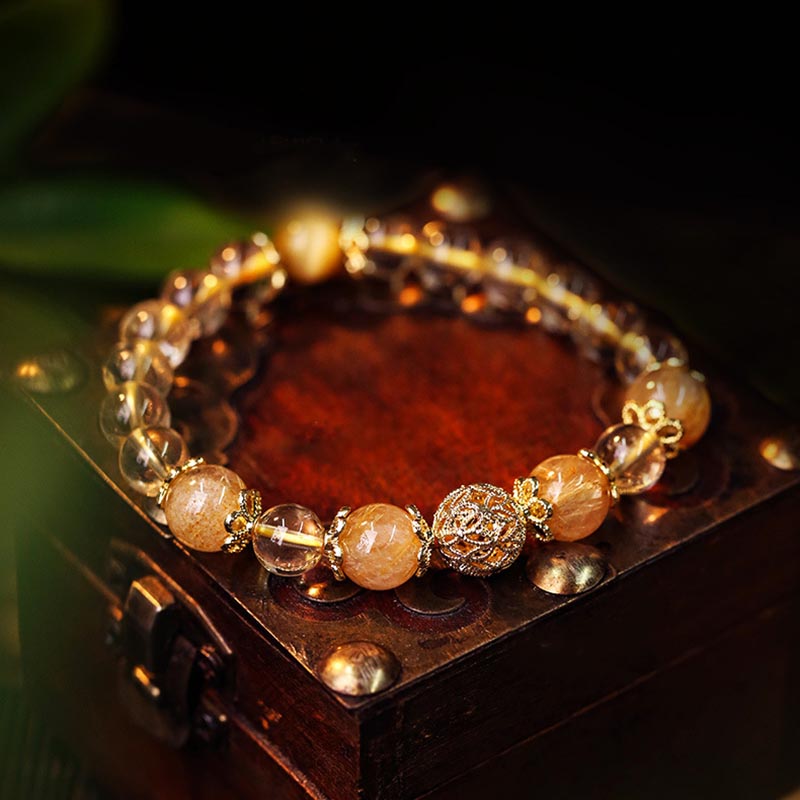Bracelet de prospérité en citrine naturelle de 8 mm pour la protection