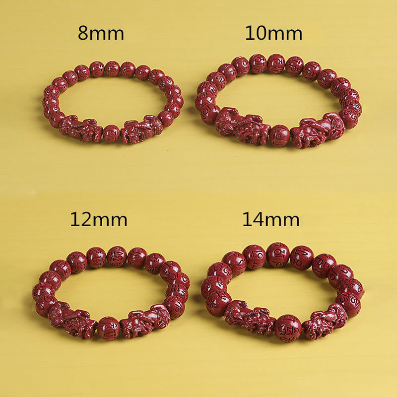 Bracelet de richesse en cinabre double Pixiu naturel de 8 mm