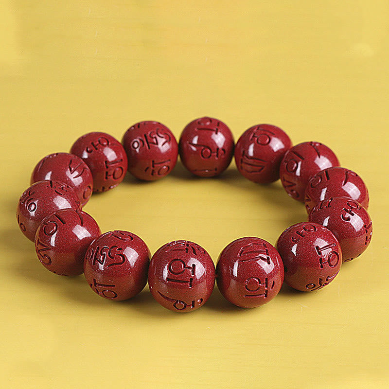 Bracelet de richesse en cinabre double Pixiu naturel de 8 mm