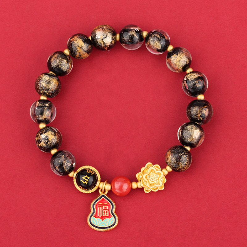 Bracelet Om Mani Padme Hum 8 mm | Charme en verre Liuli
