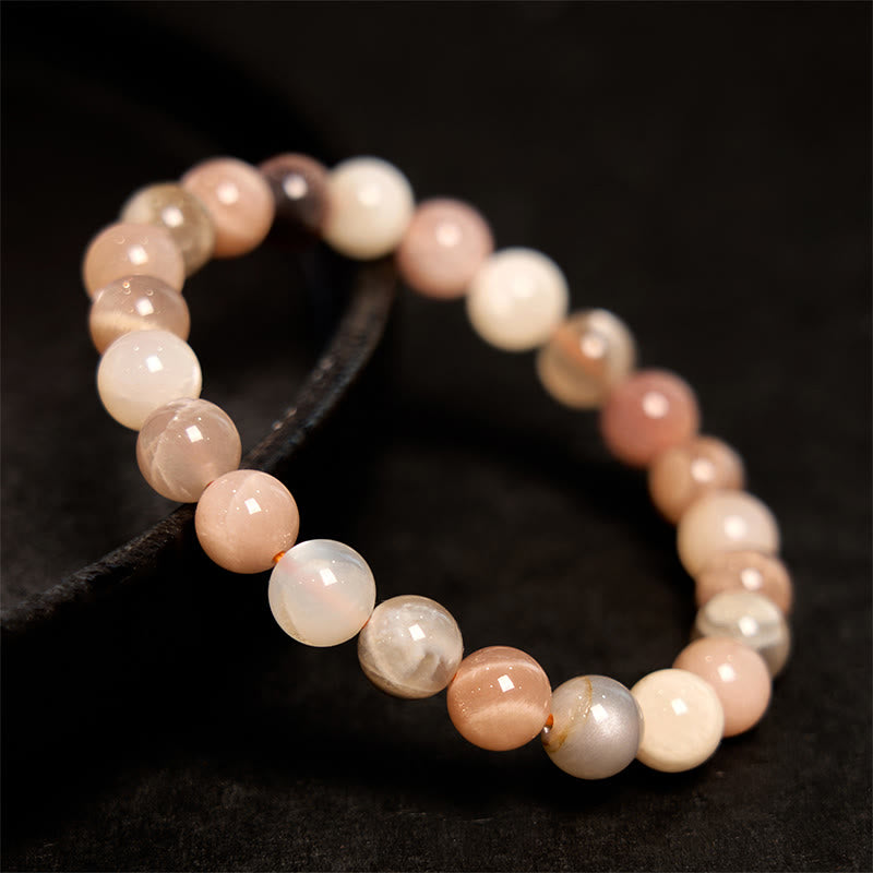 Bracelet de guérison en pierre de lune pêche 8 mm pour femme