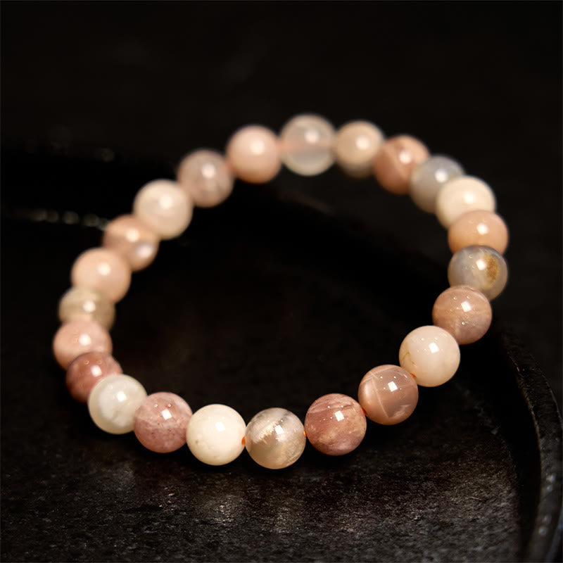 Bracelet de guérison en pierre de lune pêche 8 mm - Femme