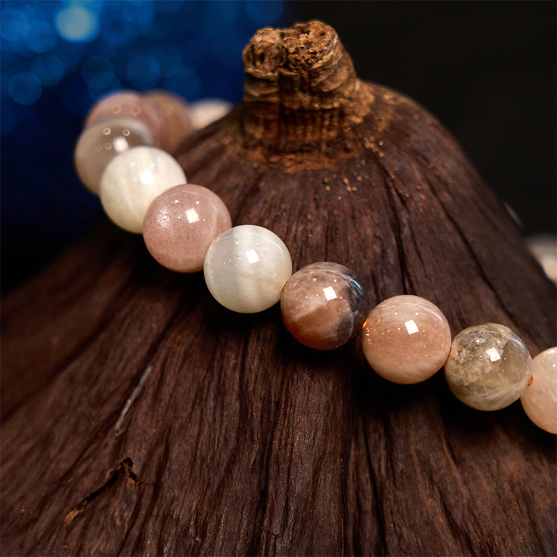 Bracelet de guérison en pierre de lune pêche 8 mm pour femme
