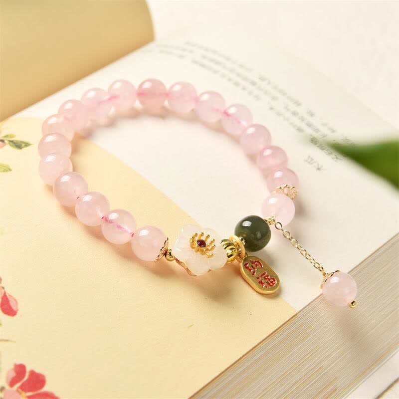 Bracelet d'amour en cristal de quartz rose de 8 mm pour une chaleur apaisante