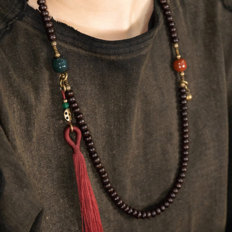 Bracelet Mala en graines de Bodhi violettes de 8 mm pour la chance