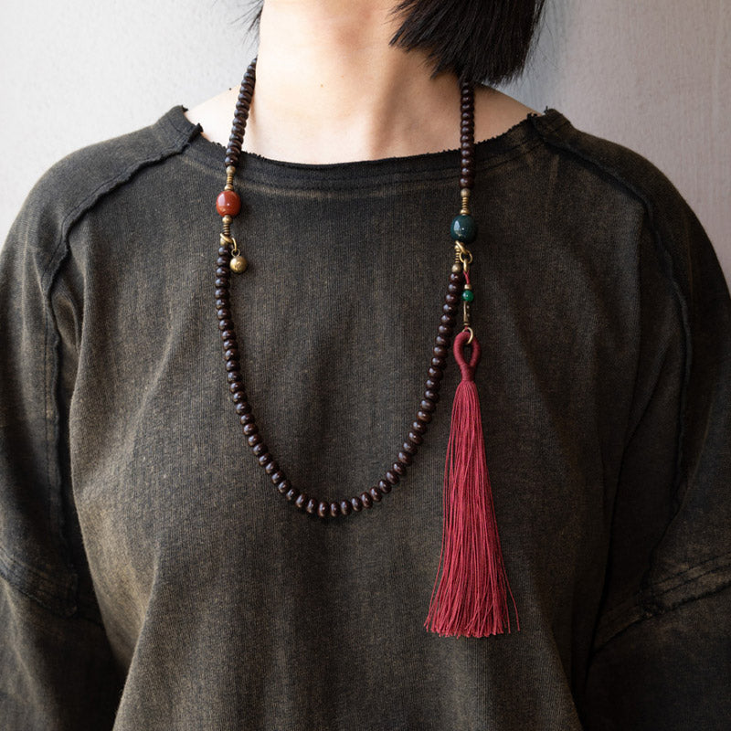 Bracelet Mala en graines de Bodhi violettes de 8 mm pour la chance