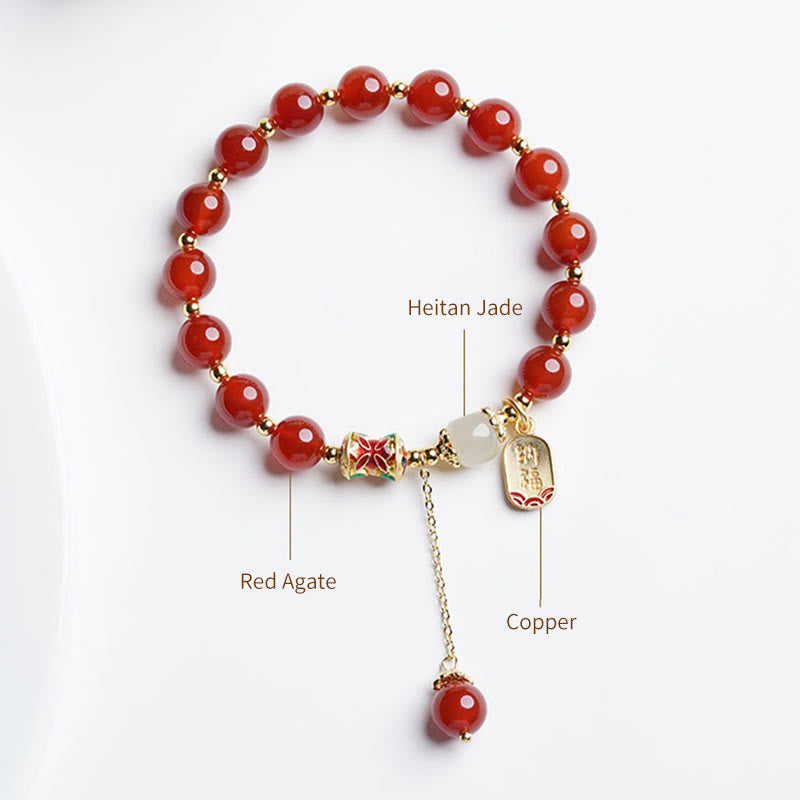 Bracelet de confiance en agate rouge Fu de 8 mm