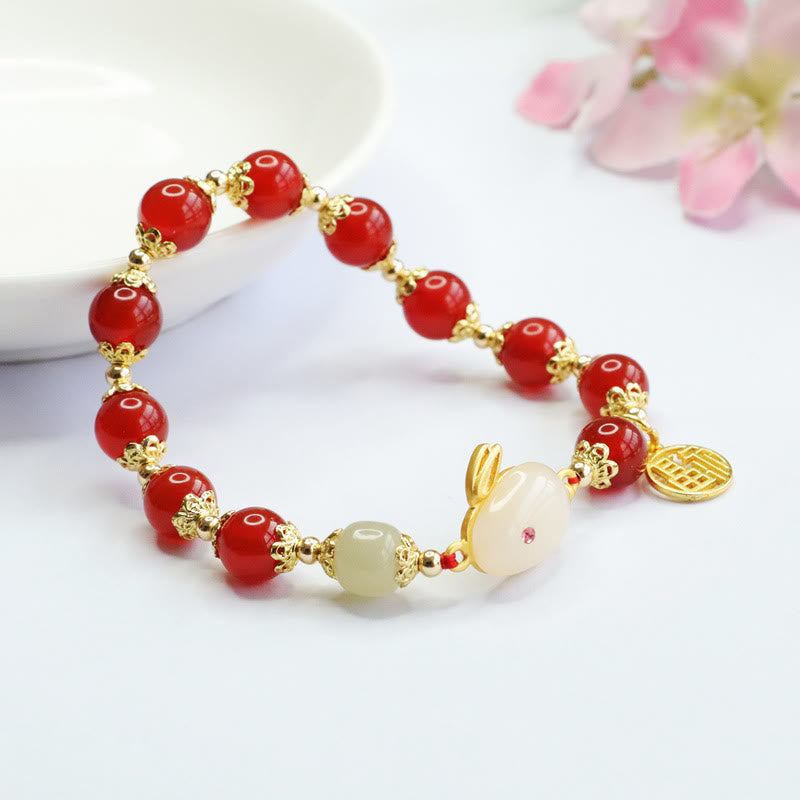 Bracelet de confiance en agate rouge Fu de 8 mm