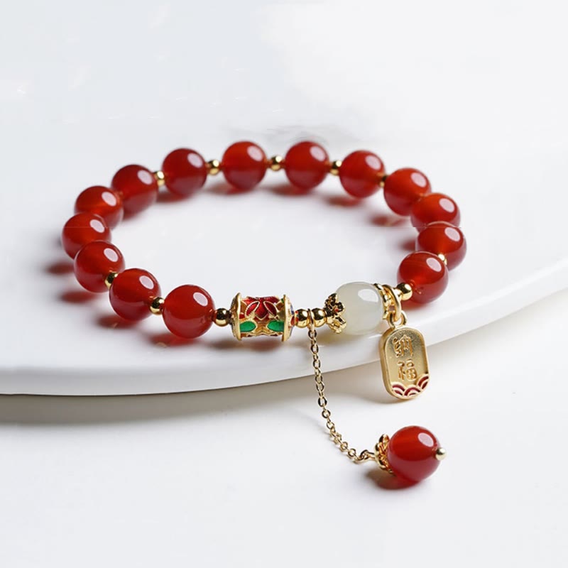 Bracelet de confiance en agate rouge Fu de 8 mm
