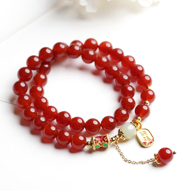 Bracelet de confiance en agate rouge Fu de 8 mm