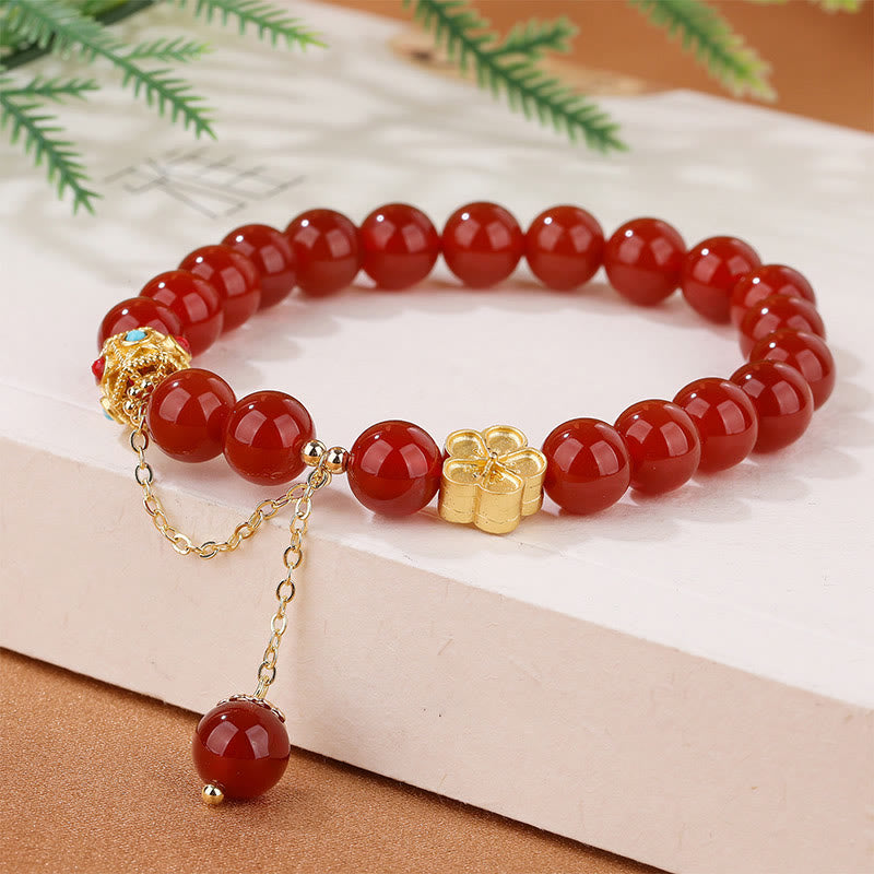 Bracelet d'acceptation de soi en agate rouge et agate blanche de 8 mm