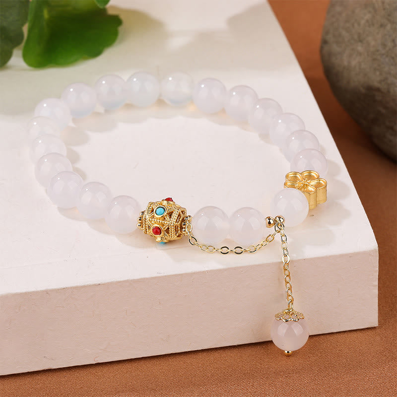 Bracelet d'acceptation de soi en agate rouge et agate blanche de 8 mm
