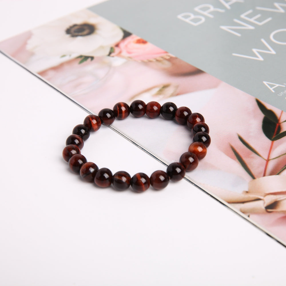 8mm Red Tiger Eye Crystal Protection Bracelet for Grounding