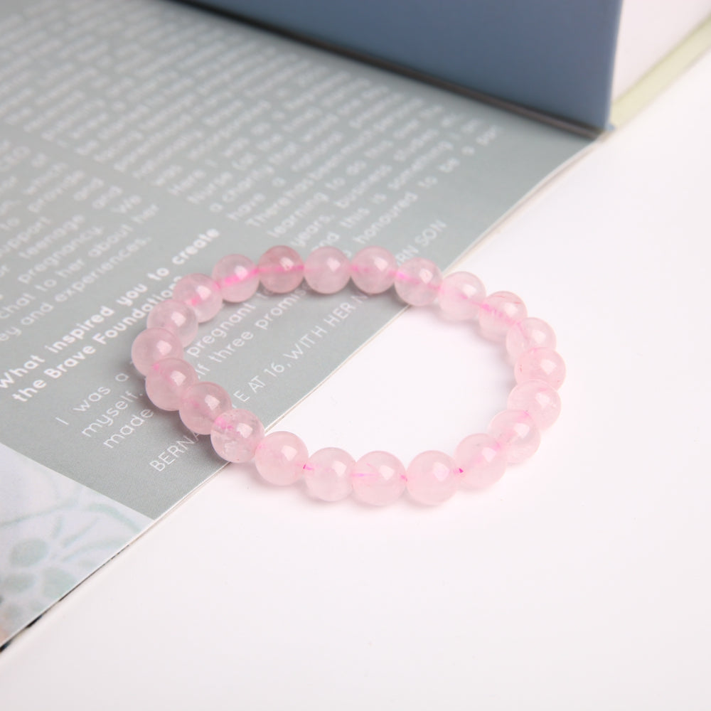 Bracelet en quartz rose de 8 mm pour la guérison émotionnelle