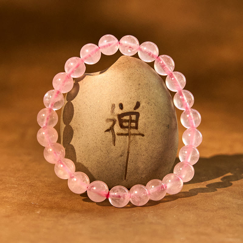 Bracelet de guérison en quartz rose de 8 mm pour l'équilibre émotionnel