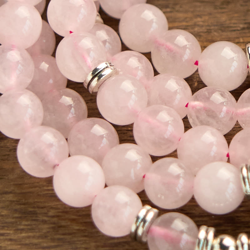 Bracelet de paix en quartz rose de 8 mm pour la méditation