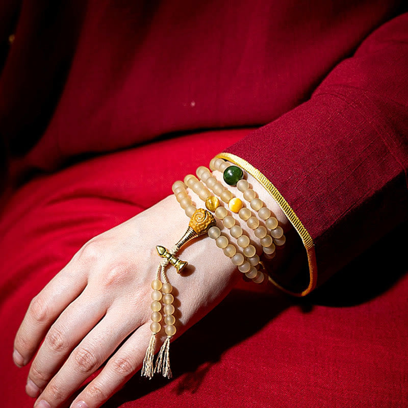 Bracelet en corne de mouton de 8 mm, symbole du zodiaque chinois, pour la richesse et la protection