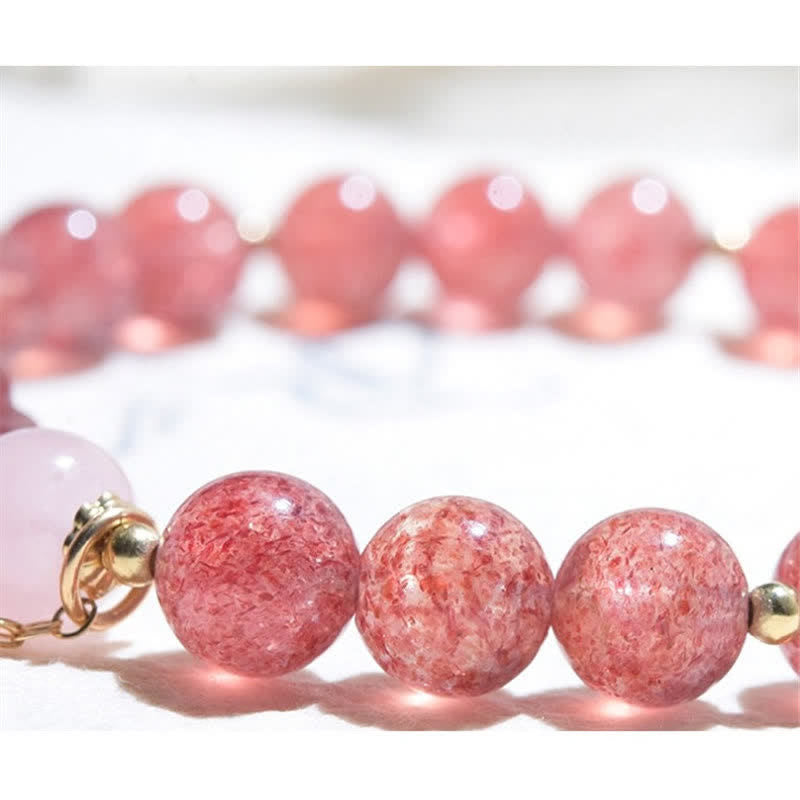 Bracelet d'amour en quartz fraise de 8 mm pour la guérison et l'euphorie