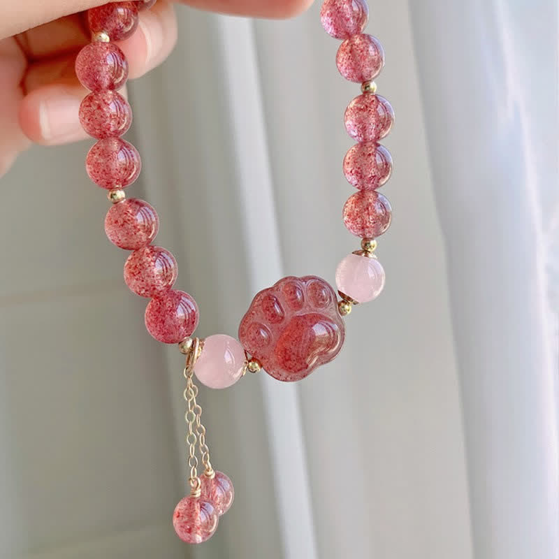 Bracelet d'amour en quartz fraise de 8 mm pour la guérison et l'euphorie