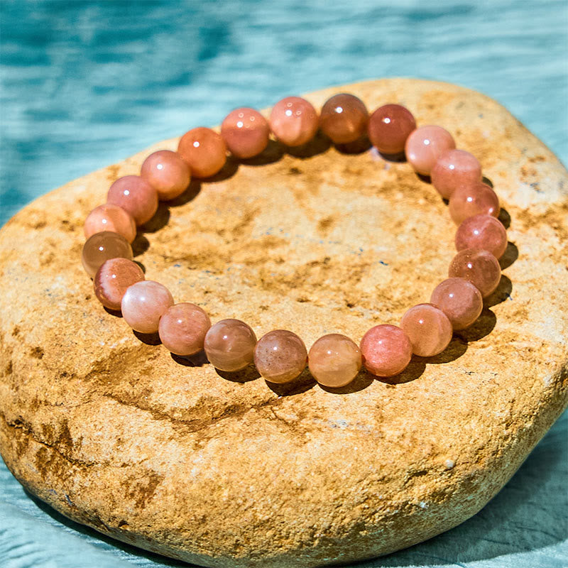 Bracelet de guérison spirituelle positive en pierre de soleil de 8 mm