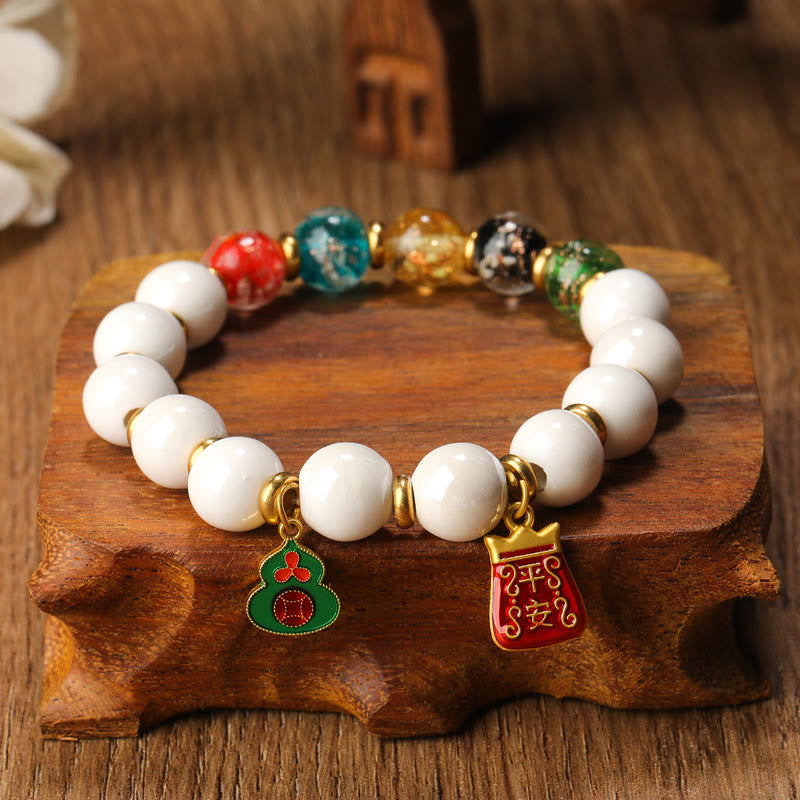 Bracelet spirituel en porcelaine et verre Liuli de 8 mm, encens tibétain