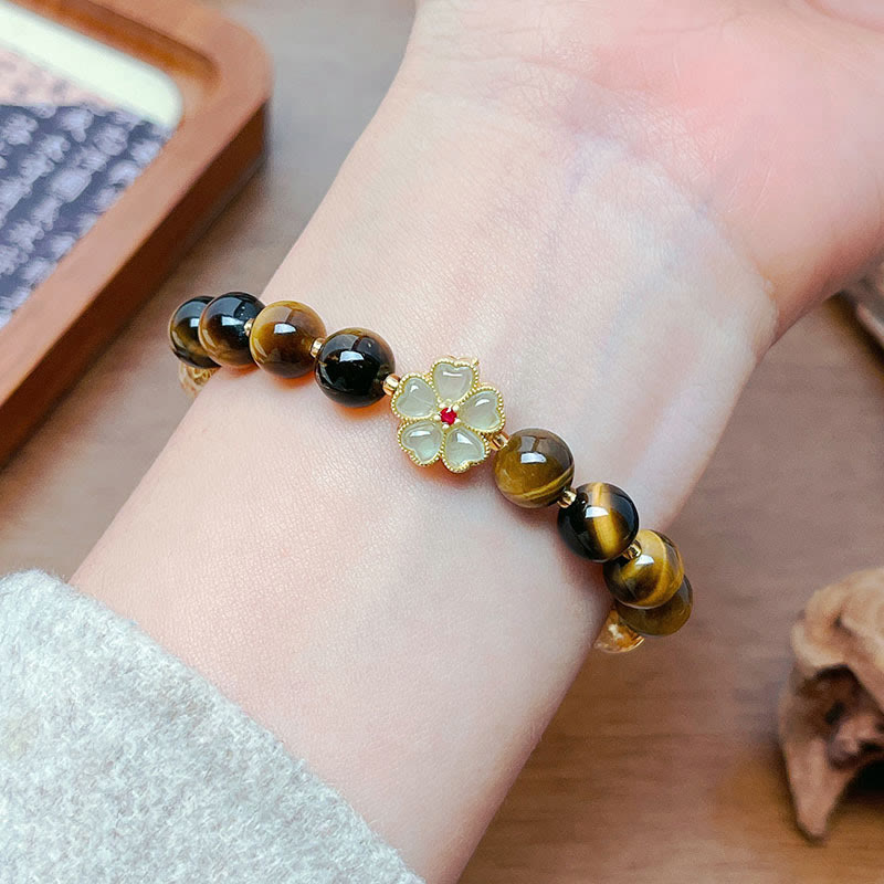 Bracelet Courage en Citrine Œil de Tigre 8 mm pour la Protection