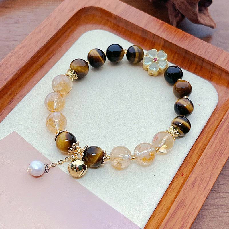 Bracelet Courage en Citrine Œil de Tigre 8 mm pour la Protection