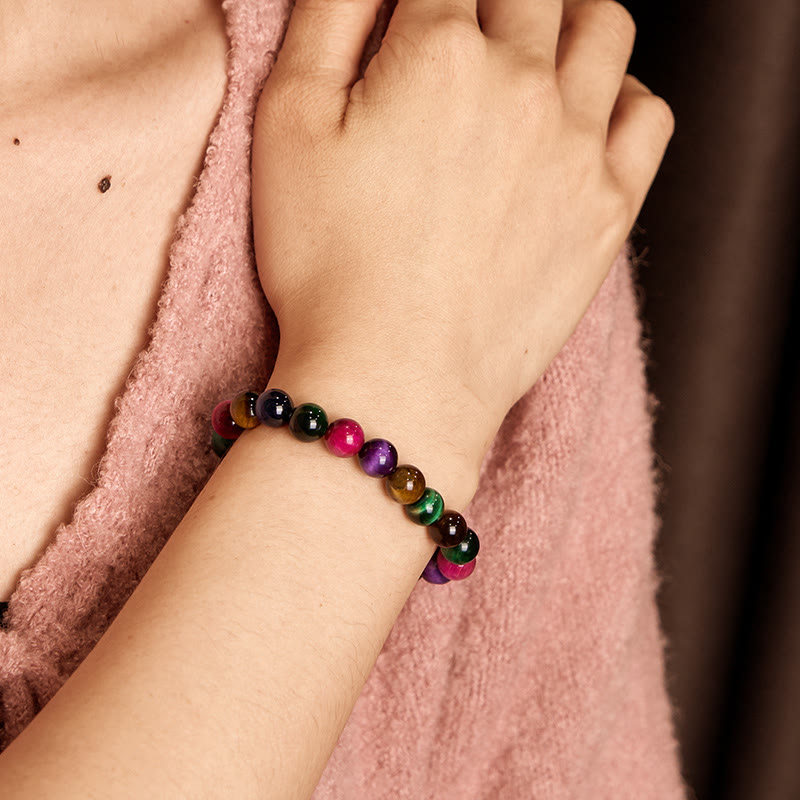 Bracelet de courage en œil de tigre de 8 mm pour la force