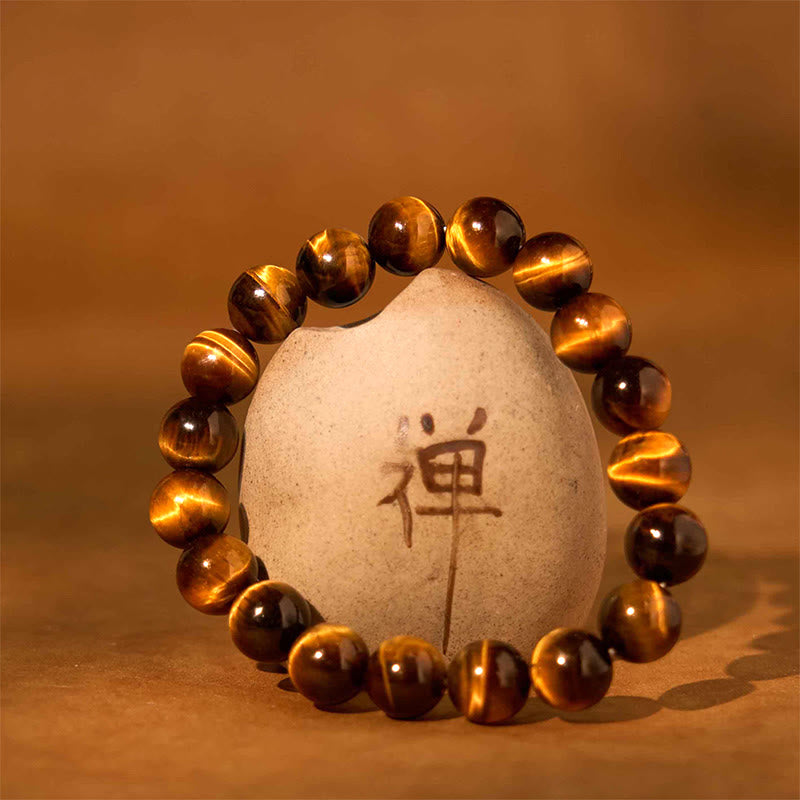 Bracelet de force en œil de tigre de 8 mm pour la protection et le courage
