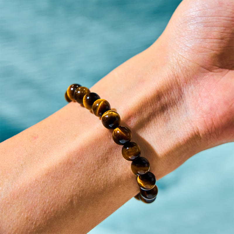 Bracelet Force et Courage en Oeil de Tigre 8 mm