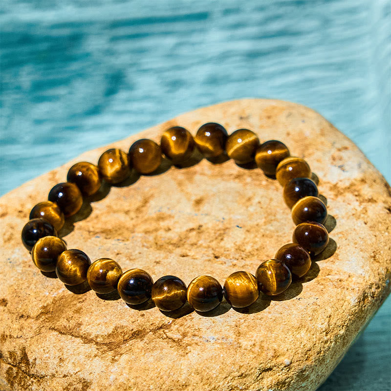 Bracelet Force et Courage en Oeil de Tigre 8 mm