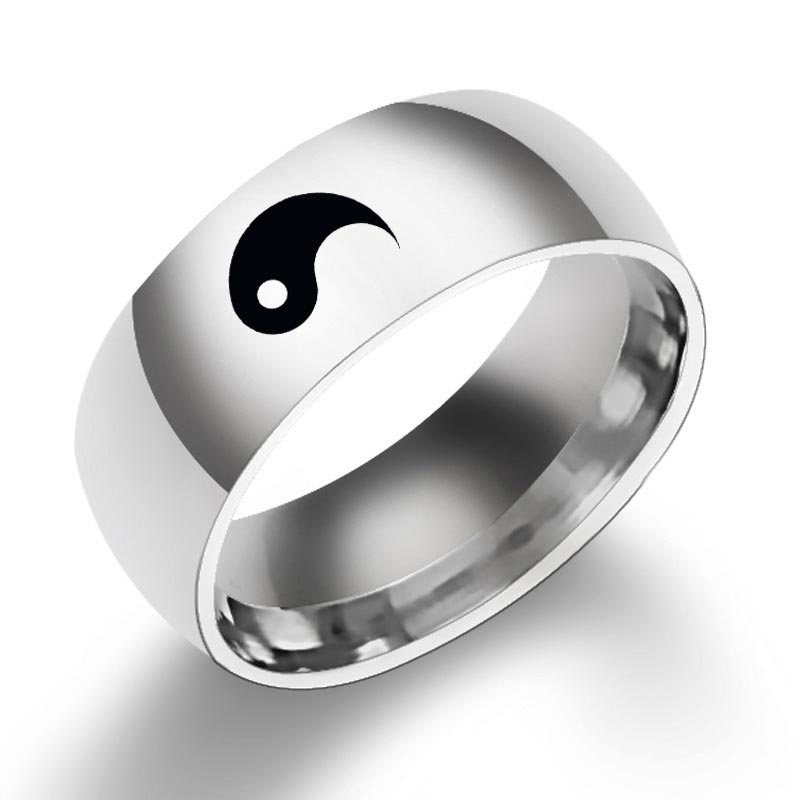 Bague d'équilibre Yin Yang en acier titane de 8 mm pour couples