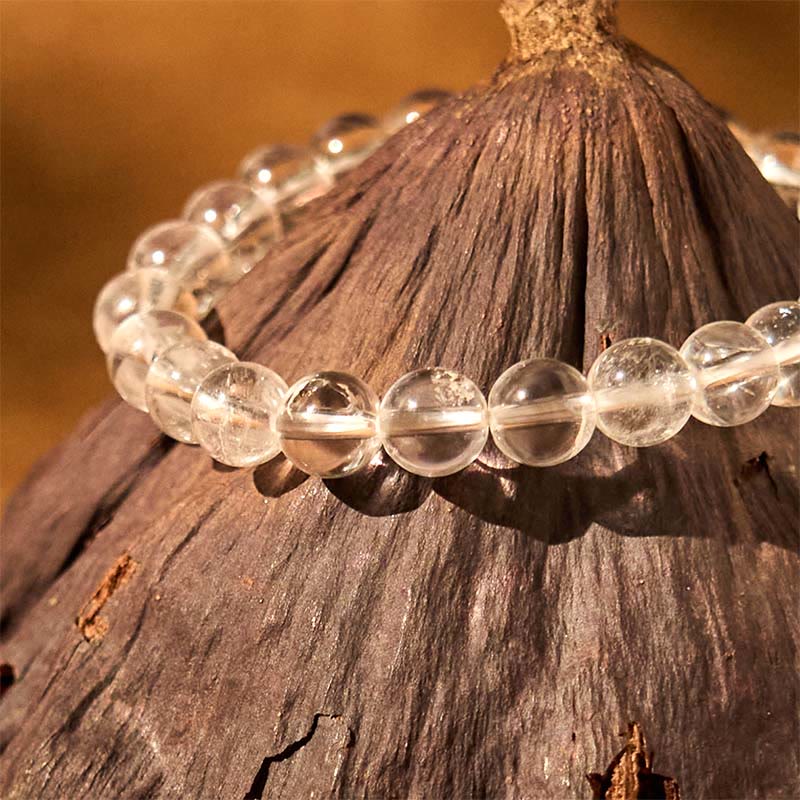 Bracelet de méditation en cristal blanc de 8 mm