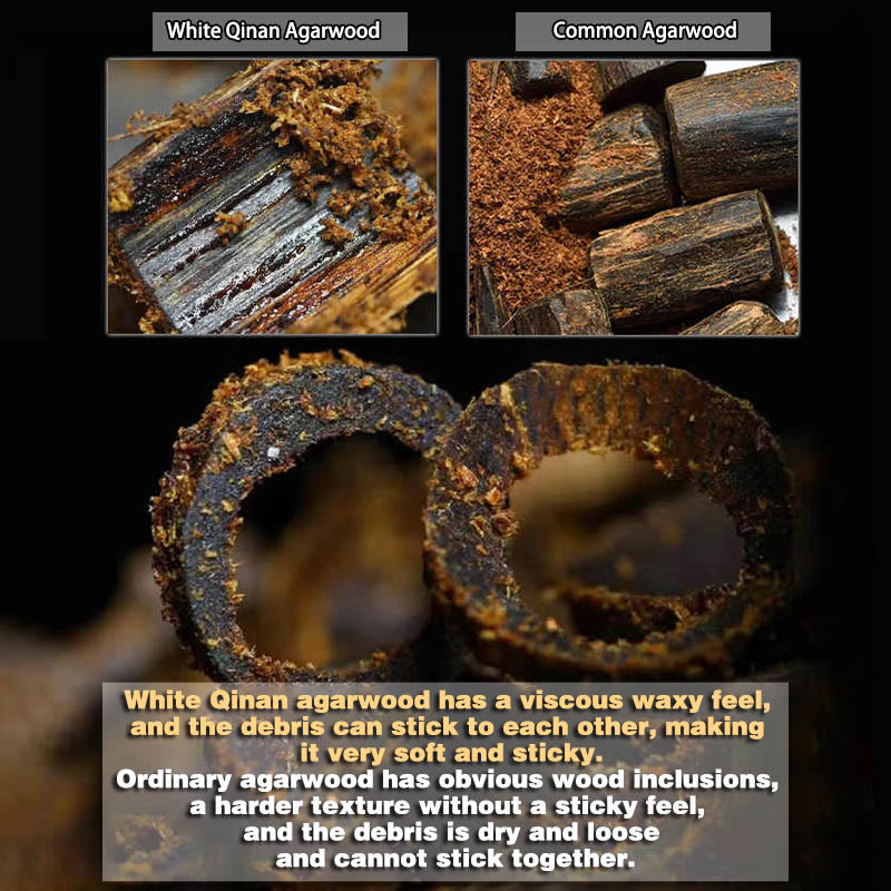 Bracelet Mala en bois d'agar Qinan blanc de 8 mm pour la paix et la force