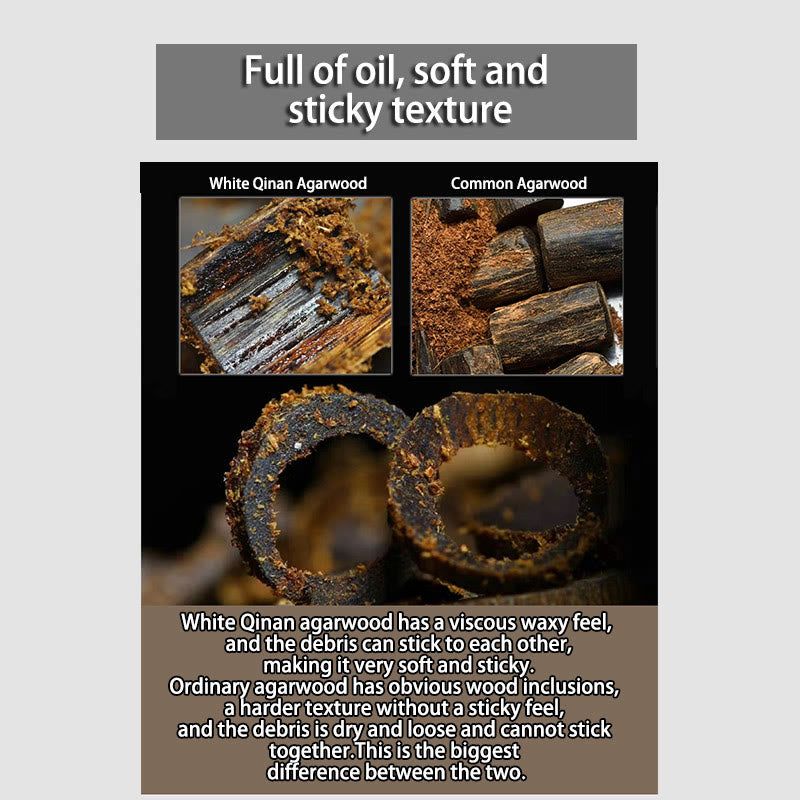 Bracelet Mala en bois d'agar Qinan blanc de 8 mm pour la paix et la force