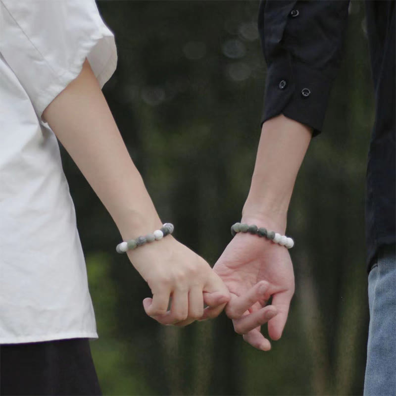 Bracelet en jaspe Picasso turquoise blanc 8 mm pour la guérison émotionnelle