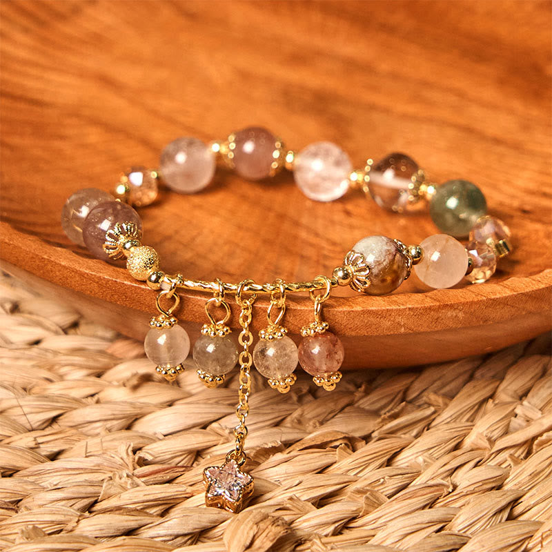 Bracelet de bon augure en quartz rutile jaune de 8 mm