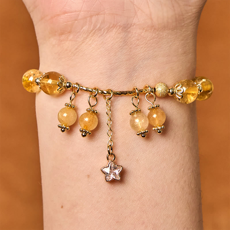 Bracelet de bon augure en quartz rutile jaune de 8 mm