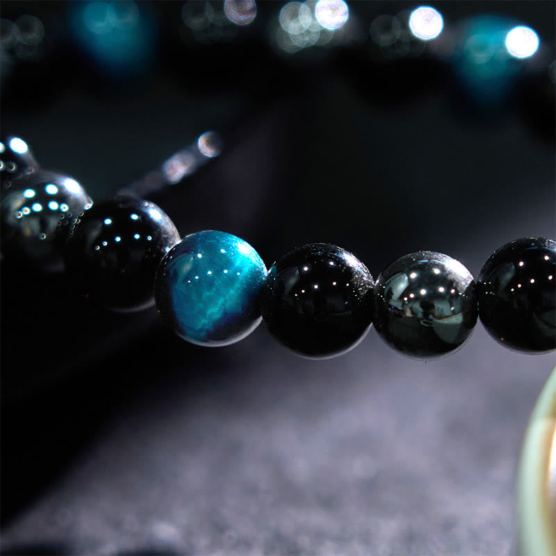 Bracelet en hématite et obsidienne œil de tigre jaune 8 mm pour homme