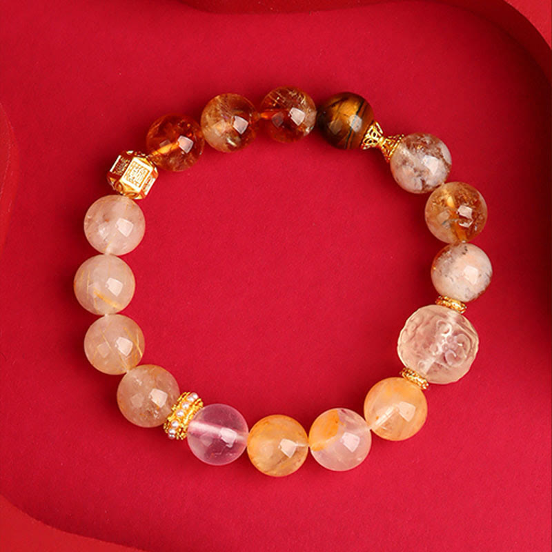 Bracelet de guérison en agate fantôme verte des cinq éléments de 9,5 mm