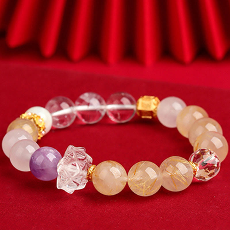 Bracelet de guérison en agate fantôme verte des cinq éléments de 9,5 mm