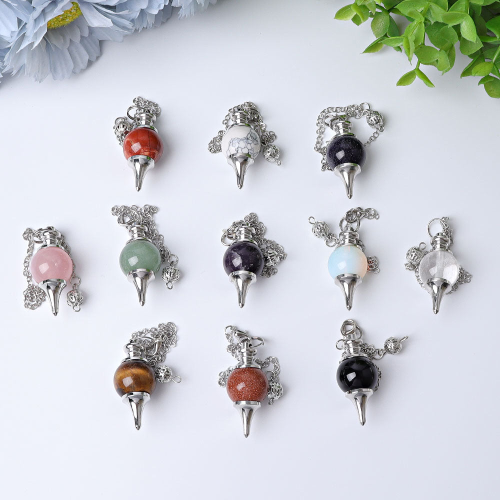 Pendule de guérison en cristal rond de 9 pouces pour rituels de chakra