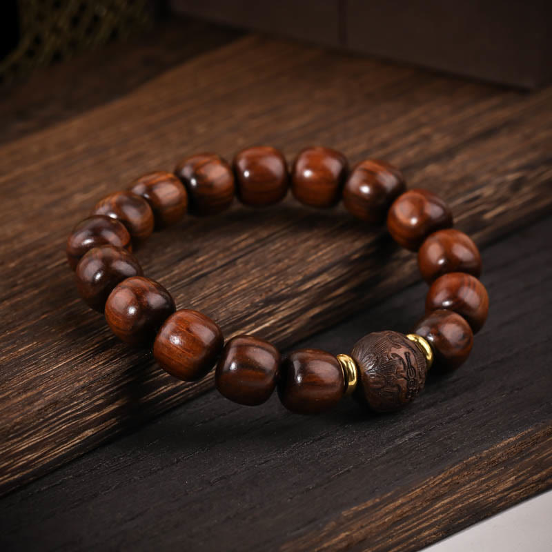 Bracelet de compassion en bois de rose pour homme avec perles de 11 mm