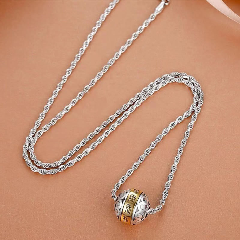 Collier d'équilibre taoïste en cuivre avec mantra à neuf caractères