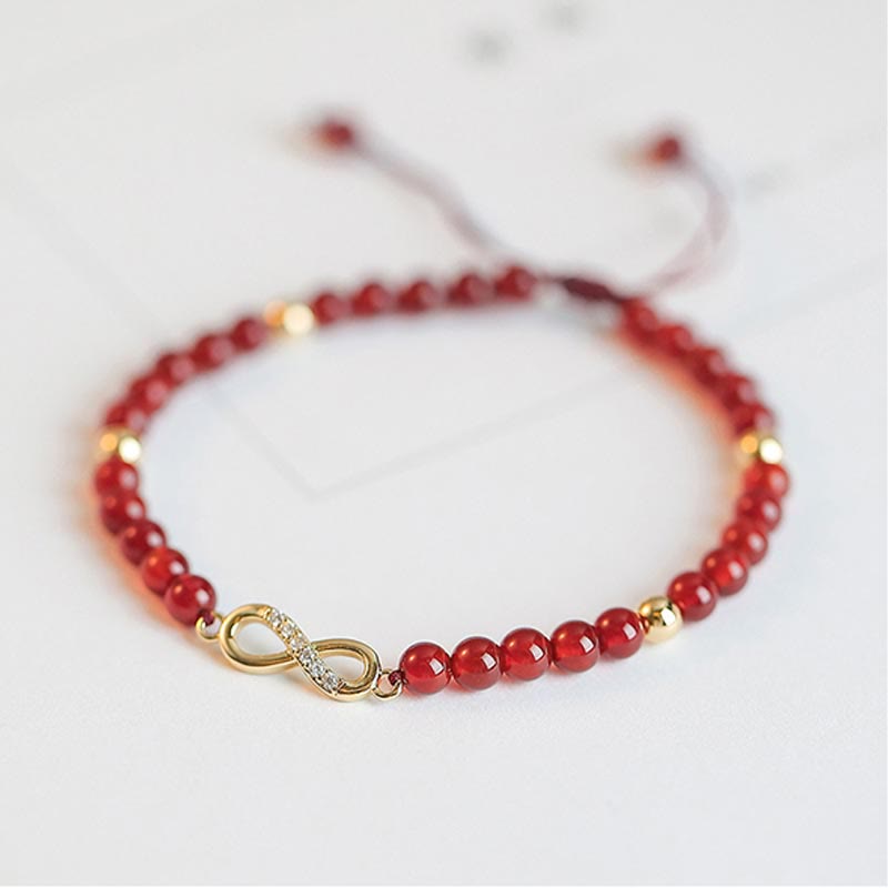Bracelet de confiance en agate rouge naturelle avec breloque trèfle à quatre feuilles et étoile