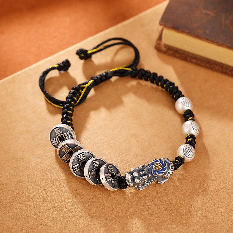 999 Sterling Silver Pixiu Wealth Bracelet for Protection and Luck