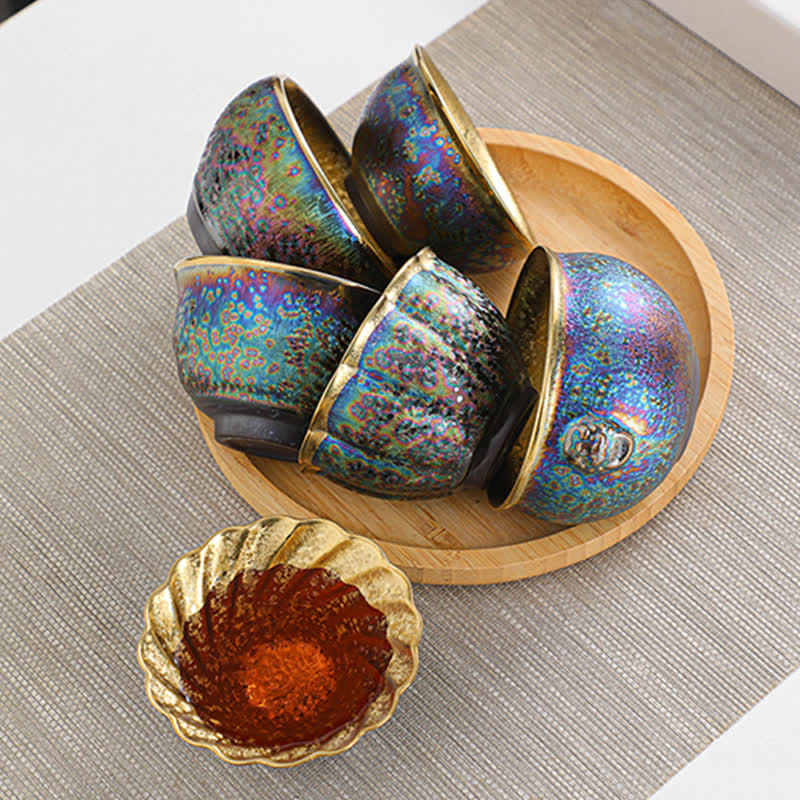 Colorful Ceramic Chinese Tea Cup 135ml Handcrafted Artistry