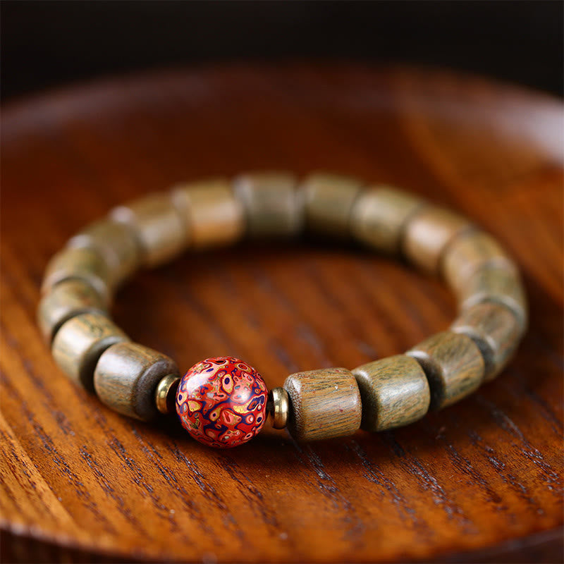 Bracelet de paix en bois de santal naturel vert et rouge, perles de 10 mm
